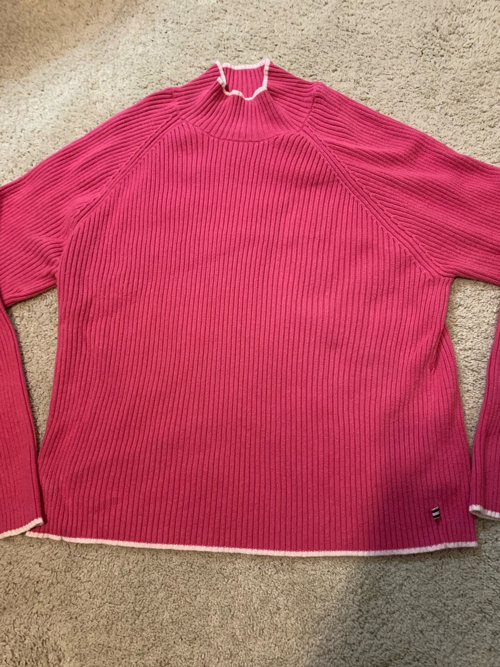 IZOD Pink Cable Knit Turtleneck Sweater XL Cozy Fall and Winter